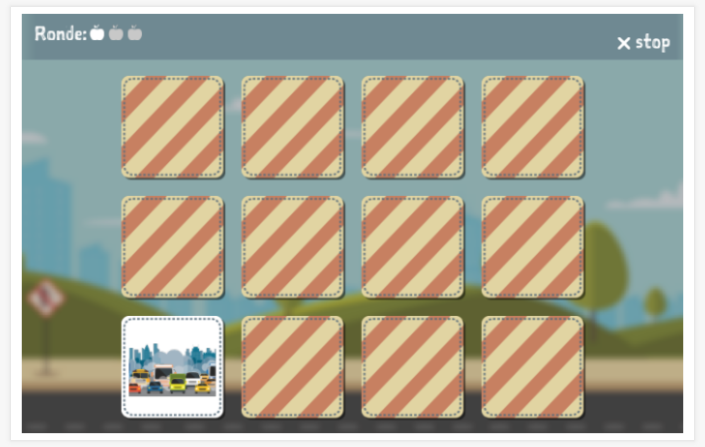 Memoryspel van het thema Verkeer van de app Nederlands voor kinderen