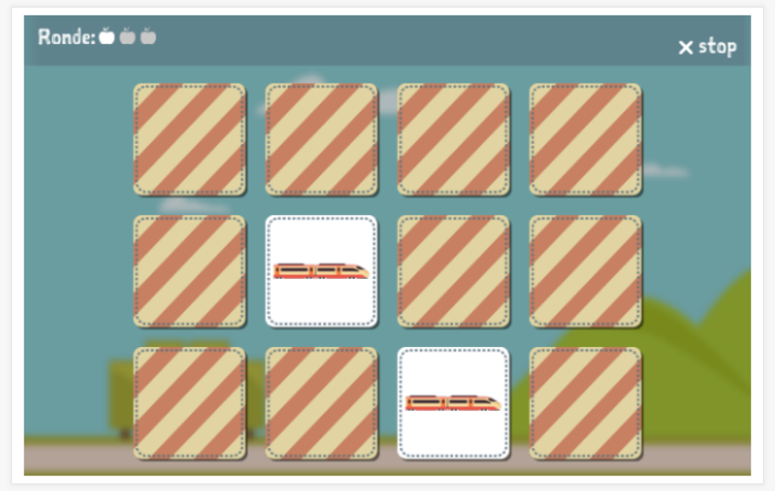 Memoryspel van het thema Vervoer van de app Nederlands voor kinderen