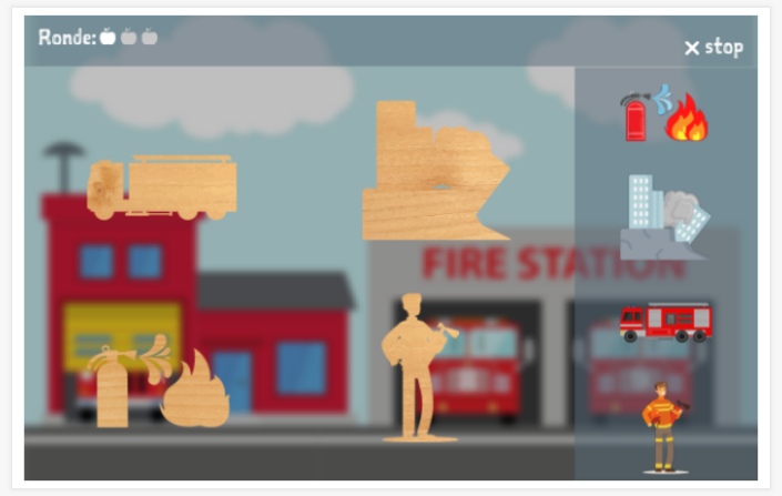 Puzzelspel van het thema Brandweer van de app Nederlands voor kinderen