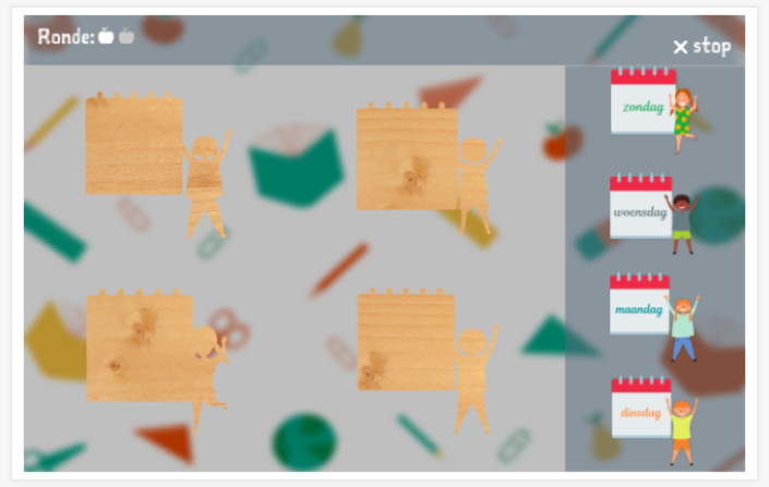Puzzelspel van het thema Dagen van de week van de app Nederlands voor kinderen
