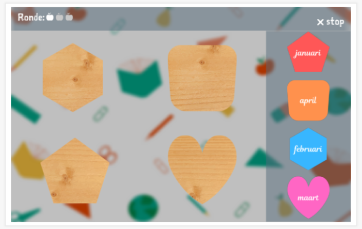 Puzzelspel van het thema Maanden van het jaar van de app Nederlands voor kinderen