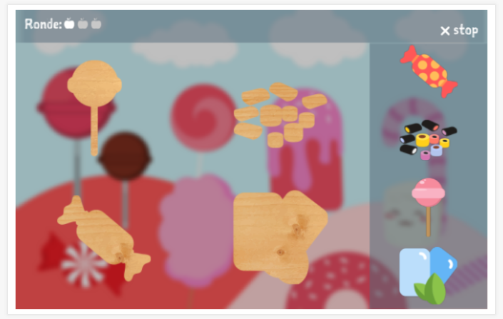 Puzzelspel van het thema Snoep van de app Nederlands voor kinderen