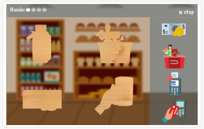 Puzzelspel van het thema Winkelen van de app Nederlands voor kinderen