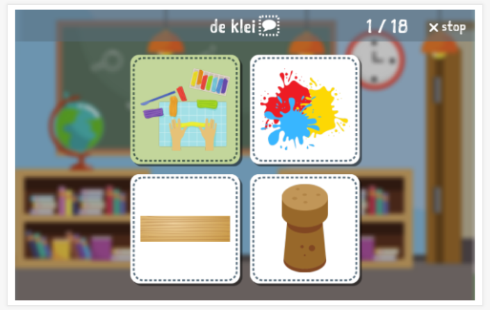 Taaltoets (lezen en luisteren) van het thema Knutselen van de app Nederlands voor kinderen