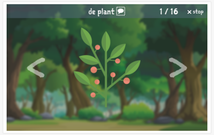 Voorstelling van het thema Bos van de app Nederlands voor kinderen