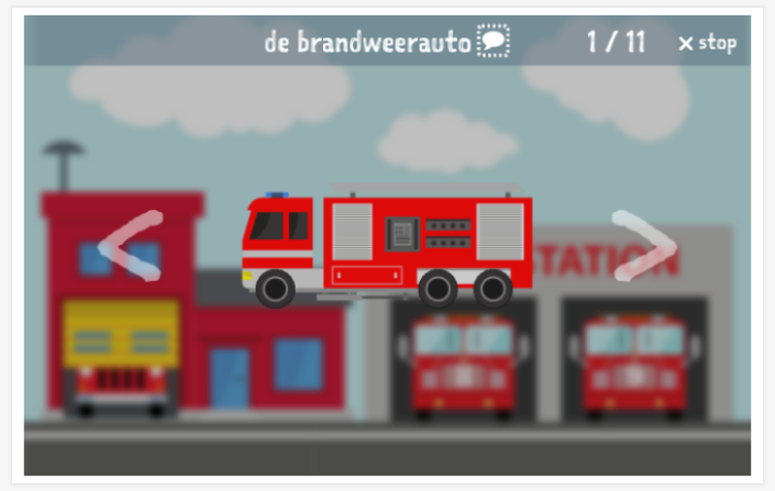 Voorstelling van het thema Brandweer van de app Nederlands voor kinderen