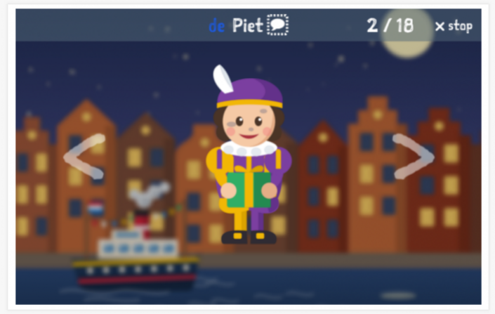 Voorstelling van het thema Sinterklaas van de app Nederlands voor kinderen