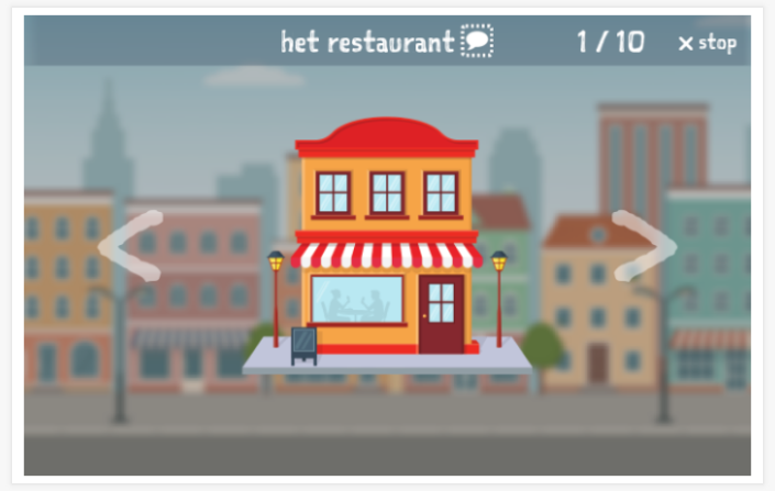 Voorstelling van het thema Stad van de app Nederlands voor kinderen