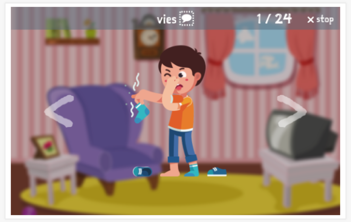 Voorstelling van het thema Wassen en plassen van de app Nederlands voor kinderen