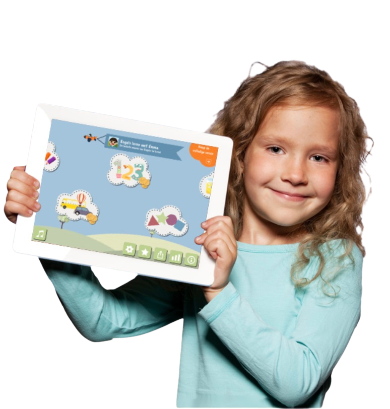 Meisje met tablet leert Nederlands
