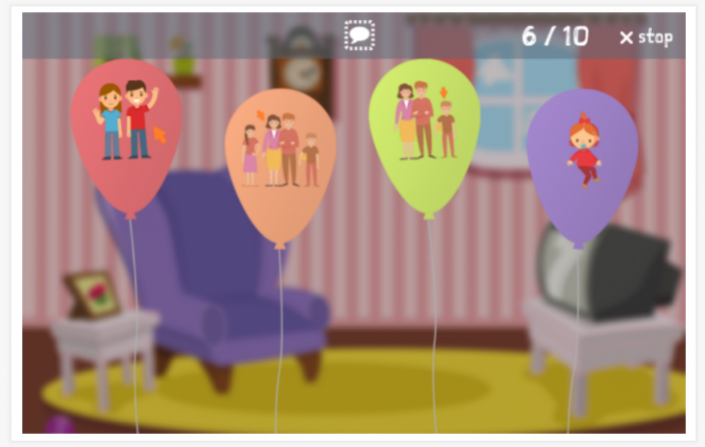 Ballonnenspel van het thema Mensen van de app Pools voor kinderen