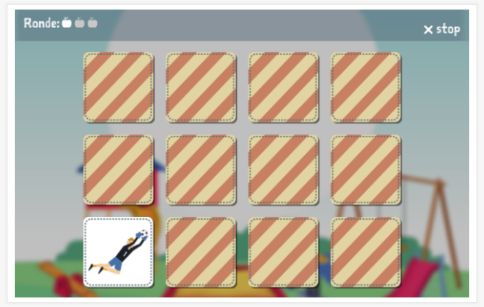 Memoryspel van het thema Bewegen van de app Pools voor kinderen