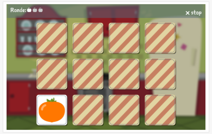 Memoryspel van het thema Fruit van de app Pools voor kinderen