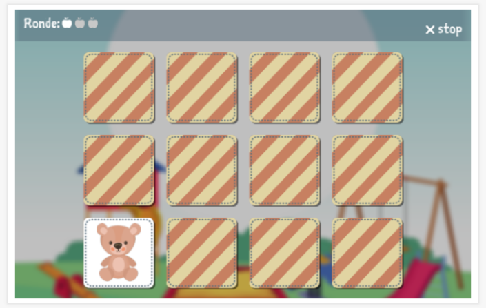 Memoryspel van het thema Speelgoed van de app Pools voor kinderen