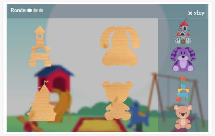 Puzzelspel van het thema Speelgoed van de app Pools voor kinderen