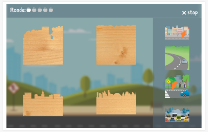 Puzzelspel van het thema Verkeer van de app Pools voor kinderen
