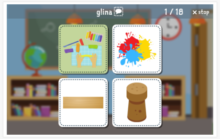 Taaltoets (lezen en luisteren) van het thema Knutselen van de app Pools voor kinderen