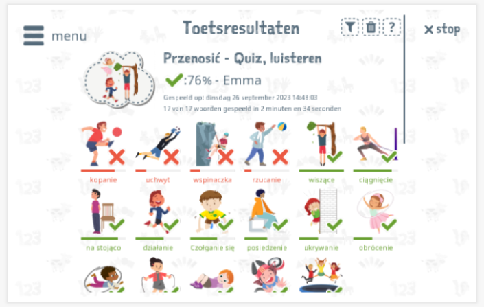 Toetsresultaten geven inzicht in de woordenschatkennis van het thema Bewegen 