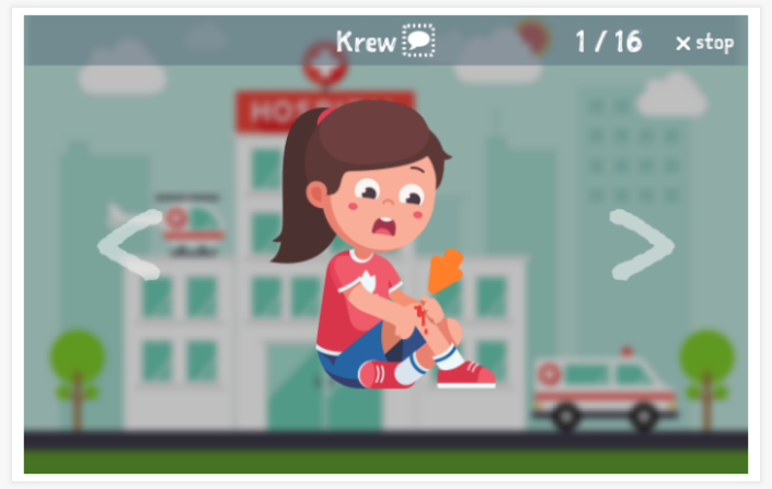 Voorstelling van het thema Ziek zijn van de app Pools voor kinderen