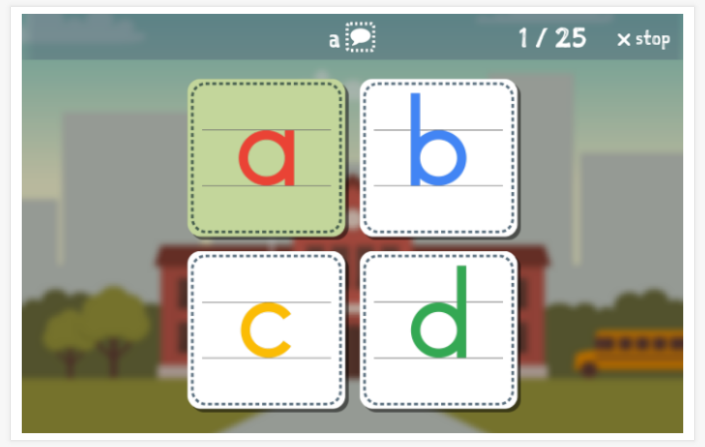 Taaltoets (lezen en luisteren) van het thema Alfabet van de app Turks voor kinderen