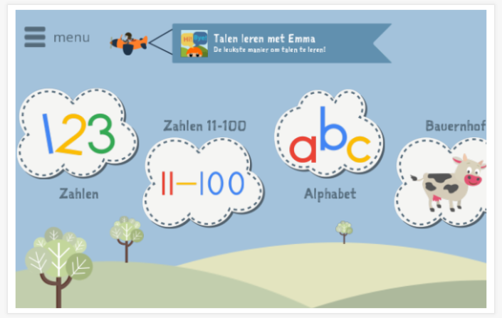Startscherm Talen Leren met Emma