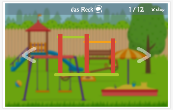 Voorstelling van het thema Speeltuin van de app Duits voor kinderen
