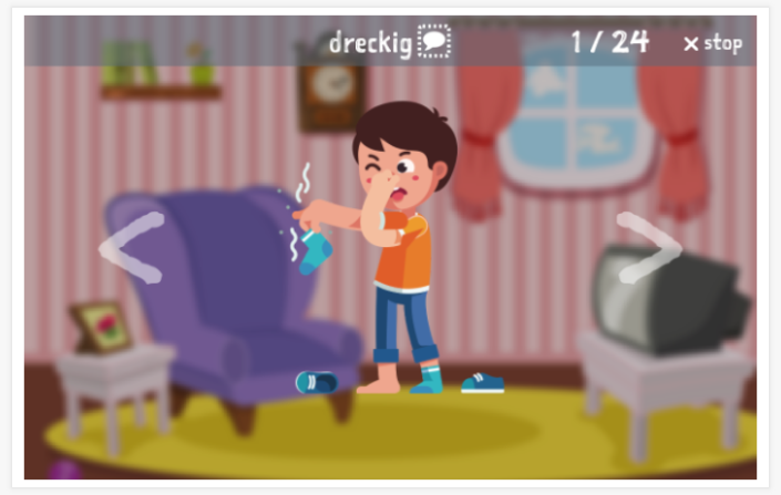 Voorstelling van het thema Wassen en plassen van de app Duits voor kinderen