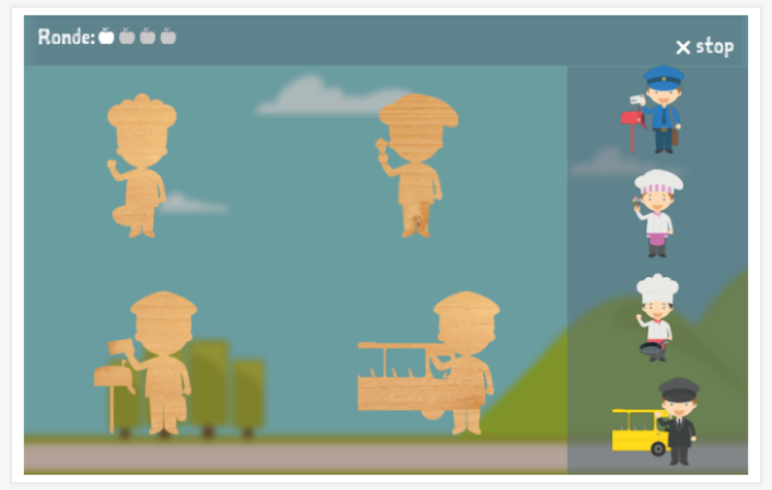 Puzzelspel van het thema Beroepen van de app Frans voor kinderen