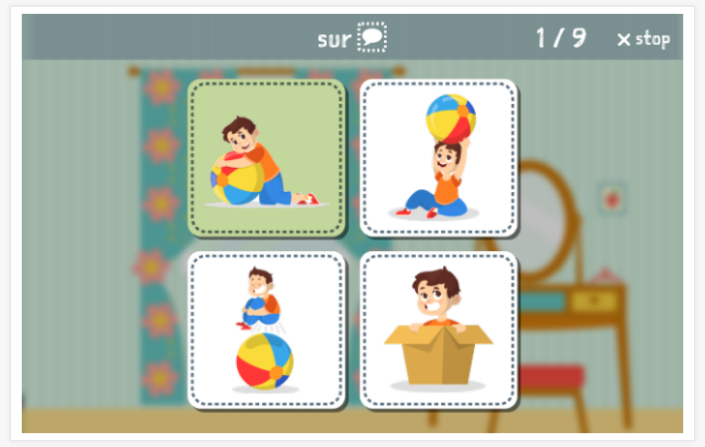 Taaltoets (lezen en luisteren) van het thema Waar sta ik van de app Frans voor kinderen