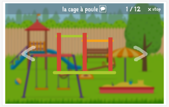 Voorstelling van het thema Speeltuin van de app Frans voor kinderen