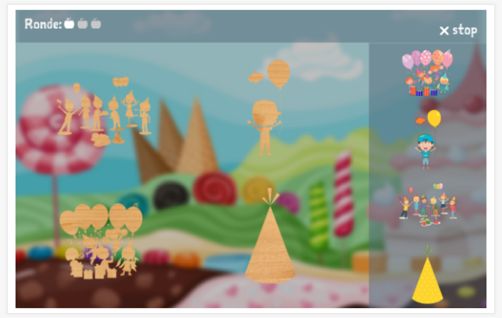Puzzelspel van het thema Feest van de app Pools voor kinderen
