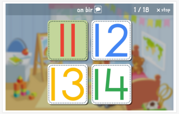 Taaltoets (lezen en luisteren) van het thema Getallen 11-100 van de app Turks voor kinderen